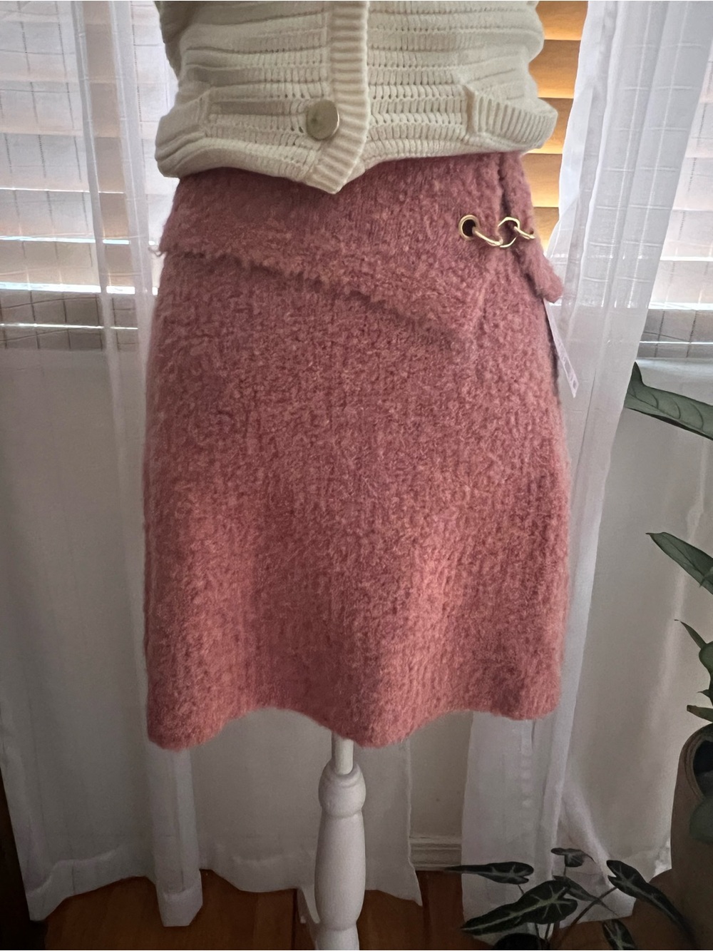 wild fable Dusty Rose Mini Skirt with Gold-Tone Buckle